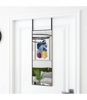 vidaXL Door Mirror Black 30x80 cm Glass and Aluminium — Size: 30 x 80 cm