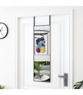 vidaXL Door Mirror Black 30x100 cm Glass and Aluminium — Size: 30 x 100 cm