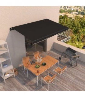 vidaXL Manual Retractable Awning 400x350 cm Anthracite — Size: 400 x 350 cm