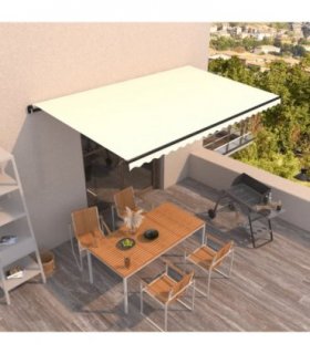 vidaXL Manual Retractable Awning 500x300 cm Cream — Size: 500 x 300 cm