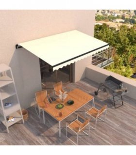 vidaXL Manual Retractable Awning 400x350 cm Cream — Size: 400 x 350 cm
