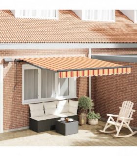 vidaXL Retractable Awning Yellow and orange 350 x 250 cm Fabric