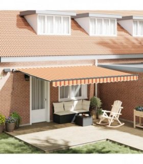 vidaXL Retractable Awning Manual Yellow and orange 450 x 350 cm Fabric