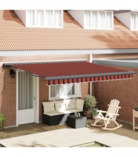 vidaXL Retractable Awning Red and Black 350 x 250 cm Fabric — Colour: Orange/black/yellow
