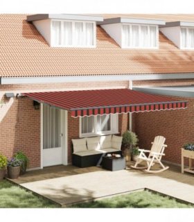 vidaXL Retractable Awning Orange and brown 450 x 350 cm Fabric — Colour: Orange/black/yellow