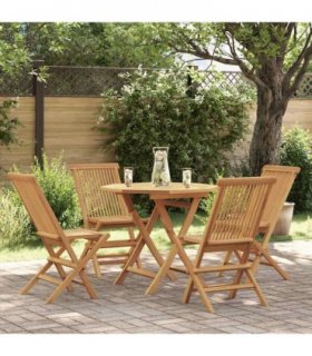 vidaXL Garden Dining Set | Warm Teak Brown | Teak wood | 85 x 85 x 76 cm — Model: without armrest