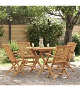 vidaXL Garden Dining Set | Warm Teak | Smooth sanded teak hardwood | Medium — Model: with armrest