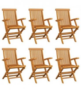 vidaXL Garden Chair | Set of 6 | Teak | Solid teak wood | Standard | Foldable
