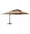 vidaXL Cantilever Garden Parasol with Double Top Taupe 400x300 cm — Size: 300 x 400 cm
