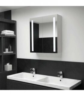 vidaXL LED Bathroom Mirror Cabinet 60x14x62 cm — Colour: white and silver, Size: 62 x 14 x 60 cm