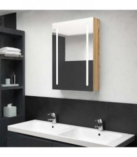vidaXL Bathroom Cabinet | Oak | MDF with Melamine Finish, Glass | 50x13x70 cm — Size: 50 x 13 x 70 cm