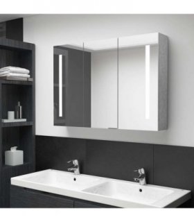 vidaXL Bathroom Cabinet | Concrete grey | MDF with melamine finish, glass mirror — Size: 89 x 14 x 62 cm