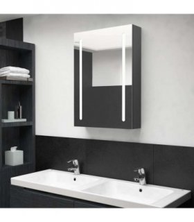 vidaXL Bathroom Cabinet | Grey | MDF with Melamine Finish, Glass | Medium — Size: 50 x 13 x 70 cm