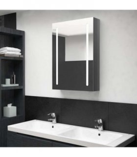 vidaXL Bathroom Cabinet | Shining Grey | MDF in melamine finish, glass — Size: 50 x 13 x 70 cm