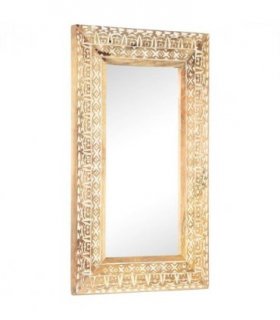 vidaXL Hand-Carved Mirror 80x50x2.6 cm Solid Mango Wood — Size: 80 x 50 x 2.6 cm