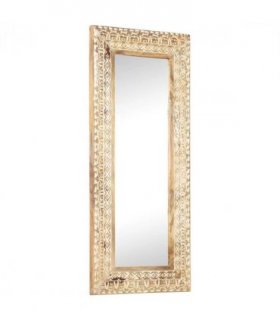 vidaXL Hand-Carved Mirror 110x50x2.6 cm Solid Mango Wood — Size: 110 x 50 x 2.6 cm