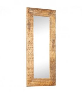 vidaXL Hand-Carved Mirror 110x50x2.5 cm Solid Mango Wood — Size: 110 x 50 x 2.5 cm