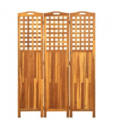 vidaXL 3-Panel Room Divider 121x2x170 cm Solid Acacia Wood — Size: 121 x 2 x 170 cm