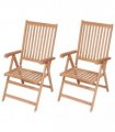 vidaXL Reclining Garden Chairs 2 pcs Solid Teak Wood — Size: 57 x 71.5 x 100 cm