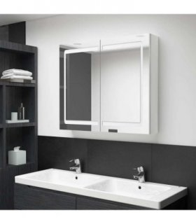 vidaXL LED Bathroom Mirror Cabinet Shining White 80x12x68 cm