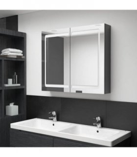 vidaXL Bathroom Cabinet | Shining Grey | MDF in Melamine Finish, Glass