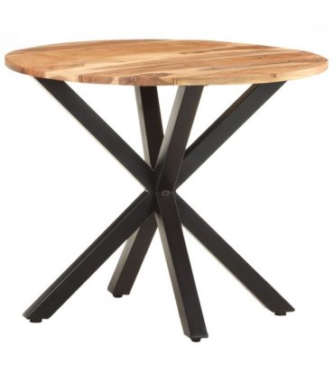 vidaXL Side Table | Natural wood and black | Solid acacia wood | Medium — Size: 68 x 68 x 56 cm