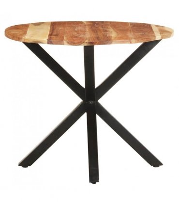 vidaXL Side Table | Natural wood and black | Solid acacia wood | Medium — Size: 68 x 68 x 56 cm