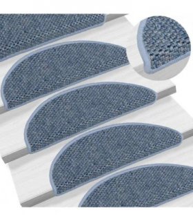 vidaXL Stair Mats Self-adhesive Sisal-Look 15 pcs 56x17x3 cm Blue — Size: 56 x 17 x 3 cm