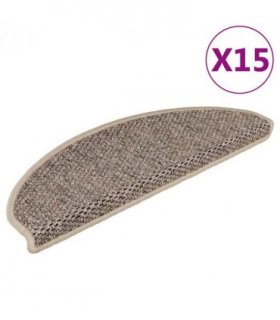 vidaXL Stair Mats Self-adhesive Sisal-Look 15 pcs 65x21x4 cm Dark Beige — Size: 65 x 21 x 4 cm