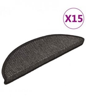 vidaXL Self-adhesive Stair Mats Sisal-Look 15 pcs 56x20 cm Anthracite — Size: 56 x 17 x 3 cm