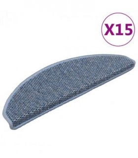 vidaXL Stair Mats Self-adhesive Sisal-Look 15 pcs 65x21x4 cm Blue — Size: 65 x 21 x 4 cm