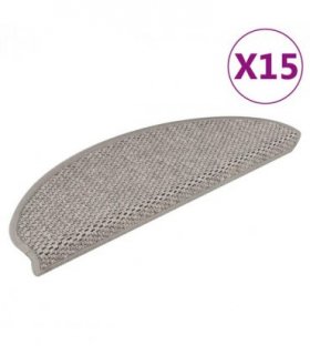 vidaXL Stair Mats Self-adhesive Sisal-Look 15 pcs 65x21x4 cm Silver — Size: 65 x 21 x 4 cm