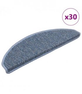 vidaXL Stair Mats Self-adhesive Sisal-Look 30 pcs 65x21x4 cm Blue — Size: 65 x 21 x 4 cm