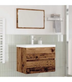 vidaXL Bathroom Furniture Set 3 pcs Old Wood Engineered Wood — Size: 60 x 38.5 x 45 cm