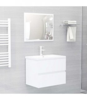 vidaXL Bathroom Furniture Set | White | Engineered Wood | Medium — Size: 60 x 38.5 x 45 cm, Model: with faucet