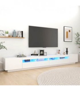 vidaXL TV Cabinet with LED Lights White 300x35x40 cm