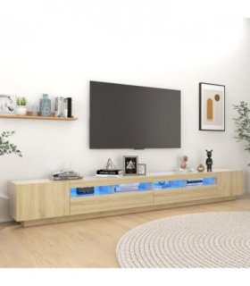 vidaXL TV Cabinet with LED Lights Sonoma Oak 300x35x40 cm