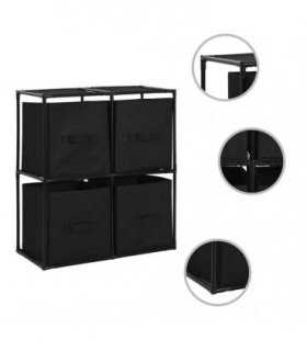 vidaXL Storage Cabinet with 4 Fabric Baskets Black 63x30x71 cm Steel