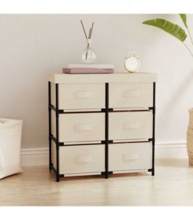vidaXL Storage Cabinet with 6 Drawers 55x29x55 cm Cream Steel