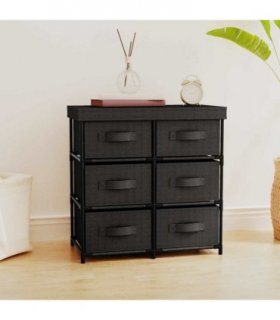 vidaXL Storage Cabinet with 6 Drawers 55x29x55 cm Black Steel