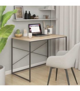 vidaXL Computer Desk Black and Oak 110x60x70 cm Engineered Wood