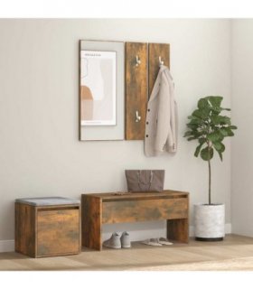 vidaXL Hallway Furniture Set Smoked Oak Engineered Wood