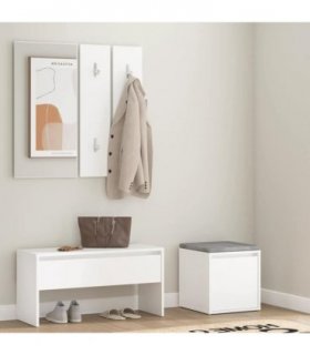 vidaXL Hallway Furniture Set White Engineered Wood