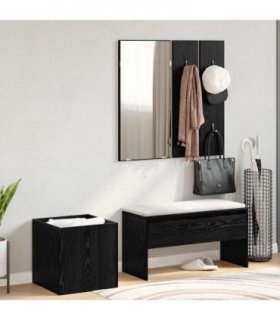vidaXL Hallway Furniture Set Wall-mounted 5 pcs Engineered Wood — Colour: Black oak