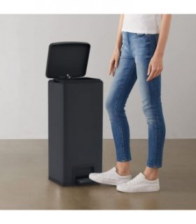 vidaXL Dustbin with Pedal Anti-fingerprint 30L Black Stainless Steel