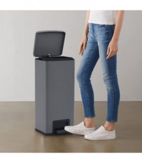 vidaXL Dustbin with Pedal Anti-fingerprint 30L Grey Stainless Steel