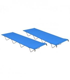 vidaXL Camping Beds 2 pcs 180x60x19 cm Oxford Fabric and Steel Blue