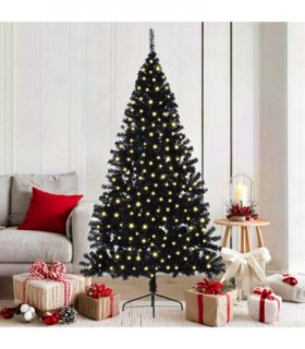 vidaXL Artificial Pre-lit Christmas Tree Black 180 cm PVC — Model: without balls