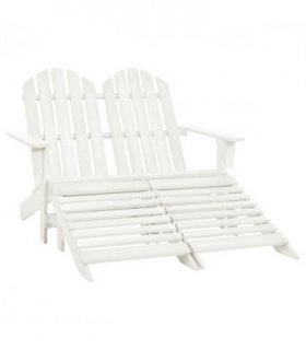 vidaXL Garden Chair | White | Fir Wood | 2-seater | Ergonomic | Adirondack Chair
