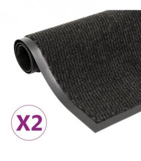 vidaXL Dust Control Mats 2 pcs Rectangular Tufted 120x180 cm Black — Size: 120 x 180 cm
